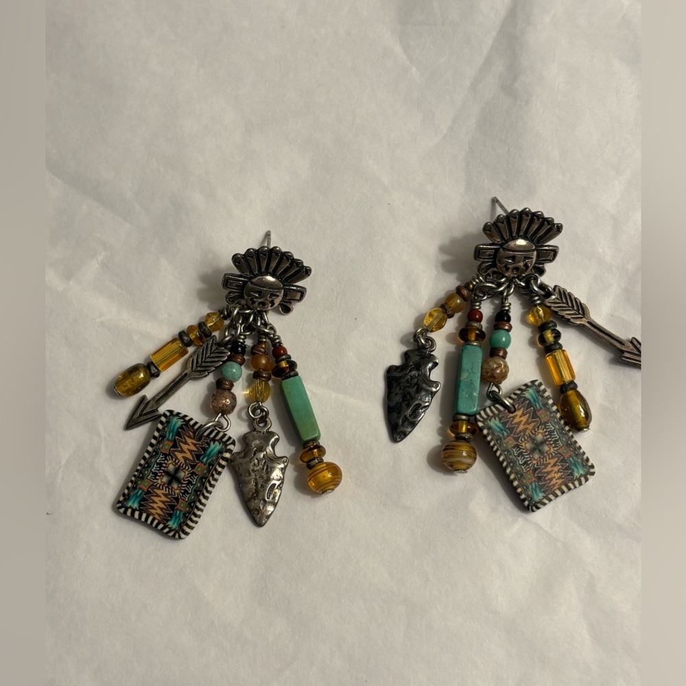 925 Sterling Silver Bohemian Beaded Dangle Earrings